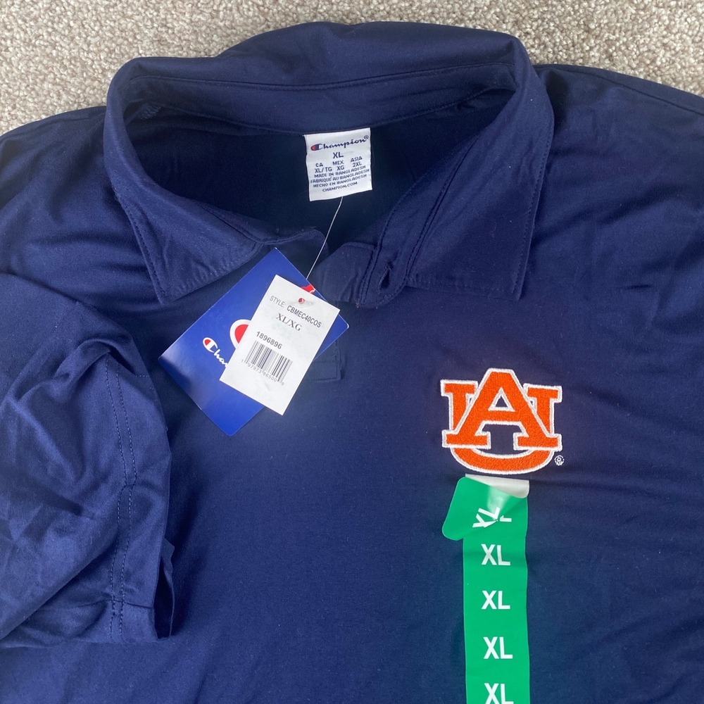 Champion Auburn Tigers Mens XL Navy Blue Performance Polo Shirt CBMEC40COS NWT